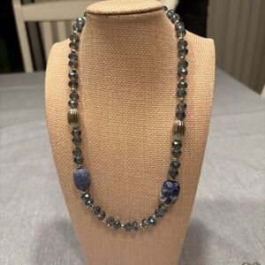 Sodalite and blue crystal bead necklace